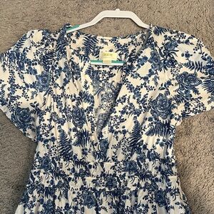 Anthropologie Somerset Maxi Dress by Maeve Blue and White Floral